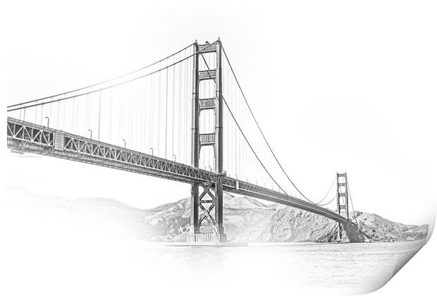 Amazing Golden Gate Bridge in San Francisco Print by Erik Lattwein