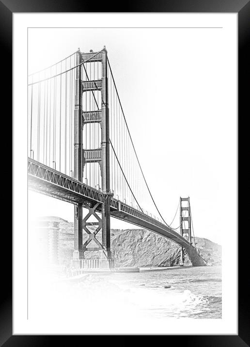 Golden Gate Bridge - view from Fort Point Framed Mounted Print by Erik Lattwein