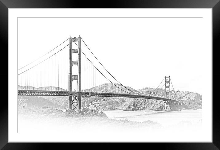 Golden Gate Bridge San Francisco - view from Battery East Park Framed Mounted Print by Erik Lattwein