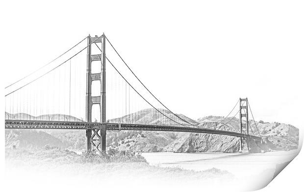 Golden Gate Bridge San Francisco - view from Battery East Park Print by Erik Lattwein