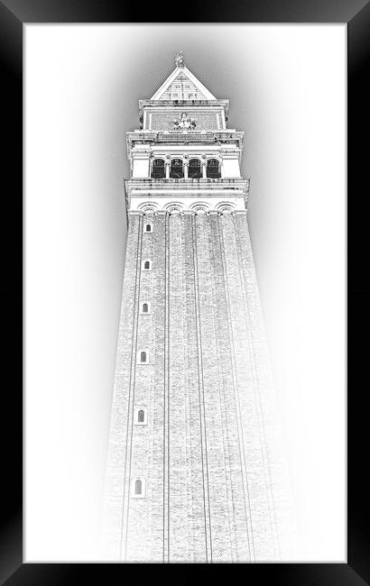 Campanile Tower at St Marks square in Venice - San Marco Framed Print by Erik Lattwein