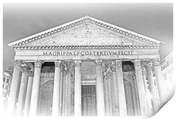 Rome tourist attraction - the famous Pantheon Print by Erik Lattwein