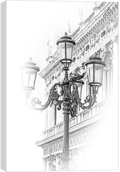 Lantern on St Marks square Venice Canvas Print by Erik Lattwein