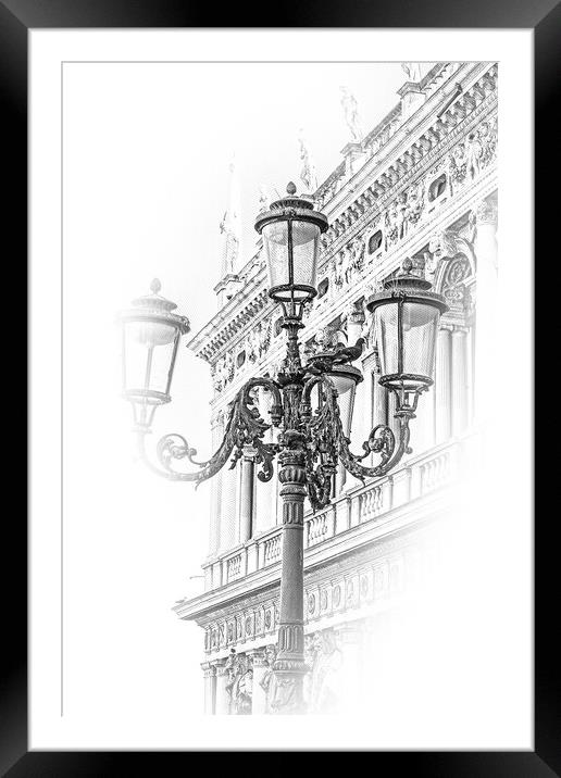 Lantern on St Marks square Venice Framed Mounted Print by Erik Lattwein