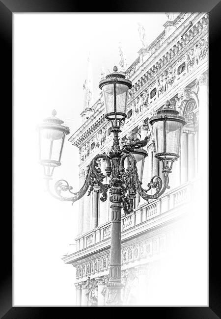 Lantern on St Marks square Venice Framed Print by Erik Lattwein