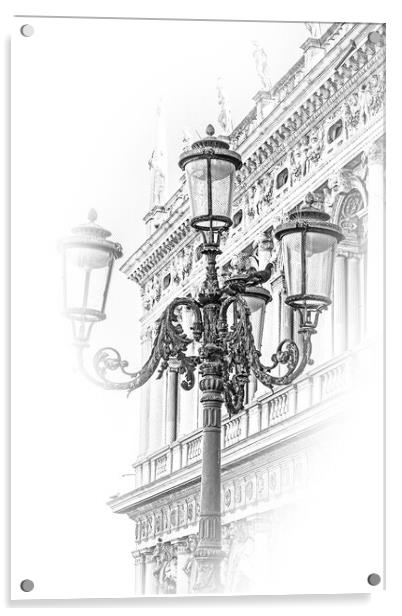 Lantern on St Marks square Venice Acrylic by Erik Lattwein