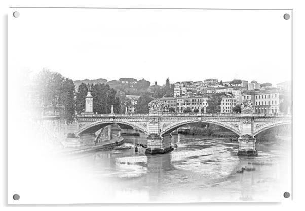 Ancient Bridges over River Tiber in Rome Acrylic by Erik Lattwein