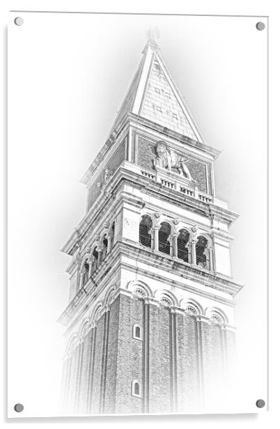 Campanile Tower at St Marks square in Venice - San Marco Acrylic by Erik Lattwein