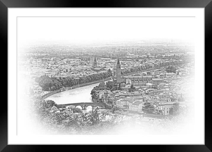 Amazing aerial view over the city of Verona Framed Mounted Print by Erik Lattwein
