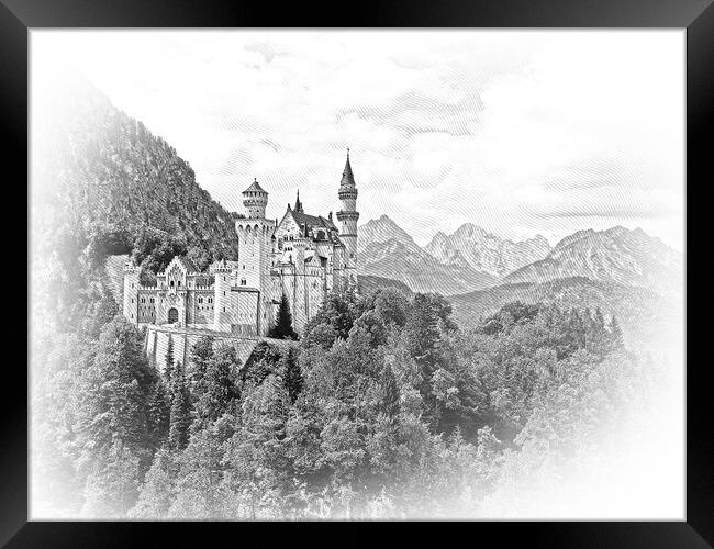 Famous Neuschwanstein Castle in Bavaria Germany Framed Print by Erik Lattwein