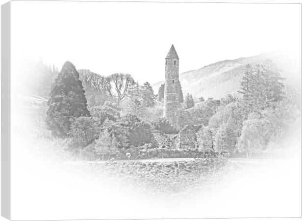 The famous ancient monasty of Glendalough in the Wicklow Mountai Canvas Print by Erik Lattwein