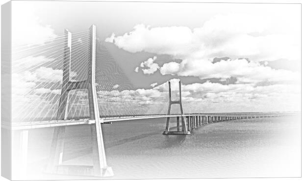 Vasco da Gama Bridge in Lisbon is a famous landmark in the city Canvas Print by Erik Lattwein