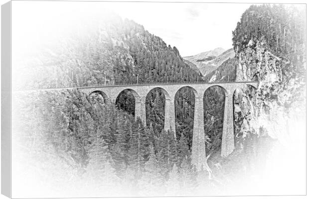 Famous viaduct near Filisur in the Swiss Alps called Landwasser  Canvas Print by Erik Lattwein