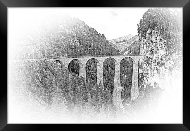 Famous viaduct near Filisur in the Swiss Alps called Landwasser  Framed Print by Erik Lattwein