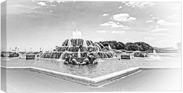 Famous Buckingham Fountain at Chicago Grant Park Canvas Print by Erik Lattwein