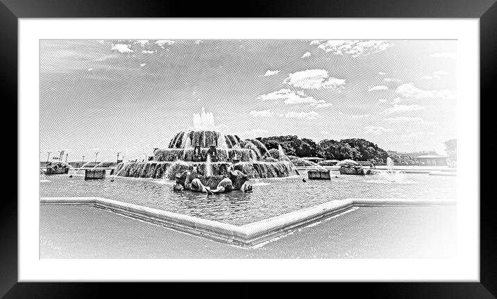 Famous Buckingham Fountain at Chicago Grant Park Framed Mounted Print by Erik Lattwein