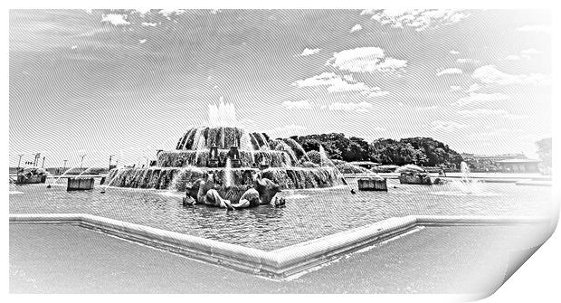 Famous Buckingham Fountain at Chicago Grant Park Print by Erik Lattwein