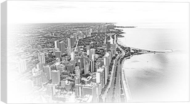 Chicago and Lake Michigan from above Canvas Print by Erik Lattwein