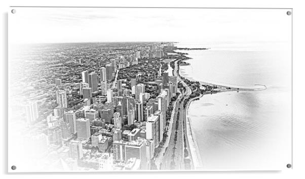 Chicago and Lake Michigan from above Acrylic by Erik Lattwein