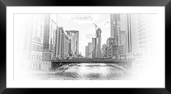 Chicago River in the evening - amazing view Framed Mounted Print by Erik Lattwein