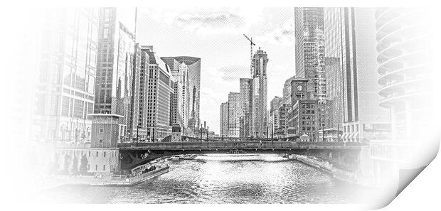 Chicago River in the evening - amazing view Print by Erik Lattwein