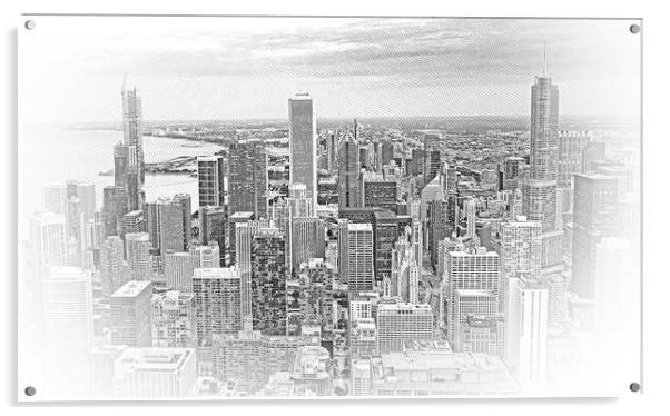 Aerial view over Chicago in the evening Acrylic by Erik Lattwein