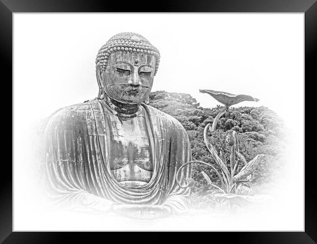 World famous Daibutsu Buddha - the Great Buddha Statue in Kamaku Framed Print by Erik Lattwein