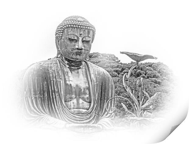 World famous Daibutsu Buddha - the Great Buddha Statue in Kamaku Print by Erik Lattwein