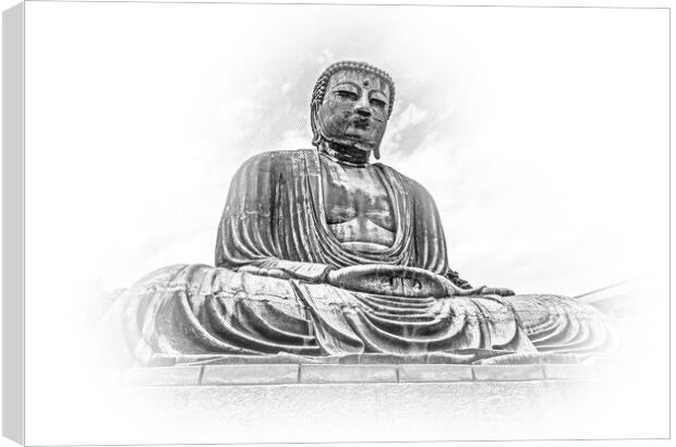 Famous Great Buddha in Kamakura Daibutsu Temple Canvas Print by Erik Lattwein