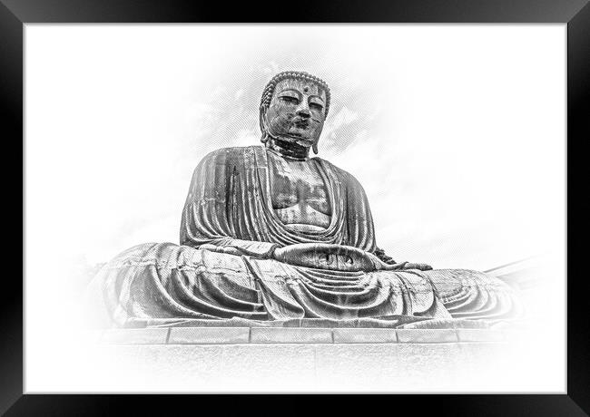 Famous Great Buddha in Kamakura Daibutsu Temple Framed Print by Erik Lattwein