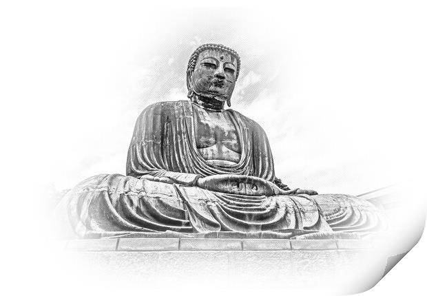 Famous Great Buddha in Kamakura Daibutsu Temple Print by Erik Lattwein