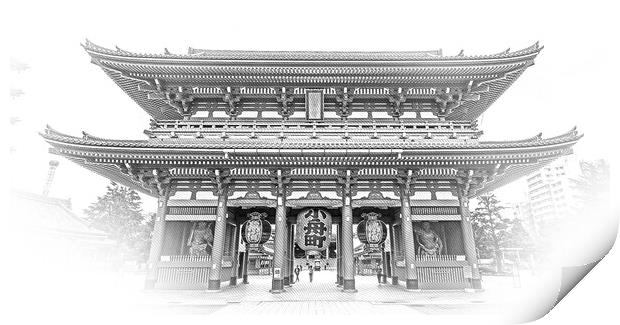 Most famous temple in Tokyo - The Senso-Ji Temple in Asakusa Print by Erik Lattwein