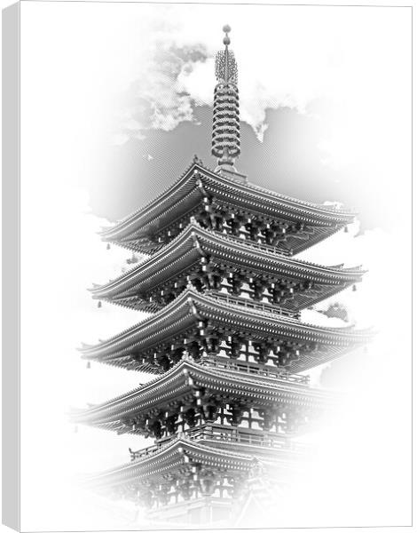 Wonderful pagoda tower at Senso Ji Temple in Tokyo Asakusa Canvas Print by Erik Lattwein