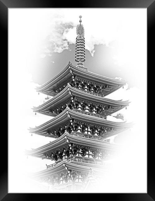 Wonderful pagoda tower at Senso Ji Temple in Tokyo Asakusa Framed Print by Erik Lattwein