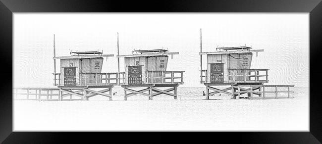 Lifeguard towers at Venice Beach California Framed Print by Erik Lattwein