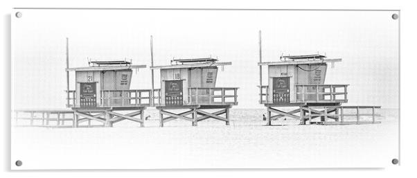 Lifeguard towers at Venice Beach California Acrylic by Erik Lattwein