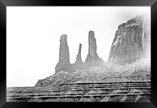 Amazing rock sculptures at Monument Valley Framed Print by Erik Lattwein