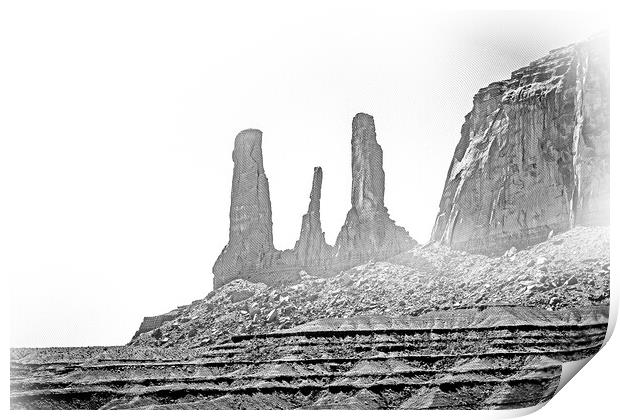 Amazing rock sculptures at Monument Valley Print by Erik Lattwein