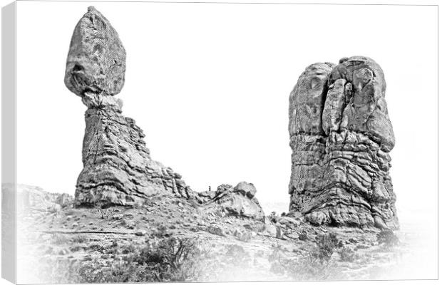 Balancing rock at Arches National Park in Utah Canvas Print by Erik Lattwein