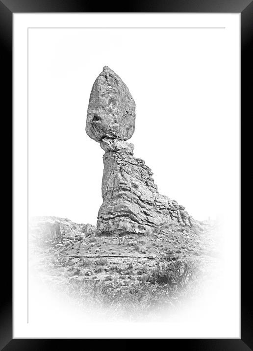 Balancing rock at Arches National Park in Utah Framed Mounted Print by Erik Lattwein