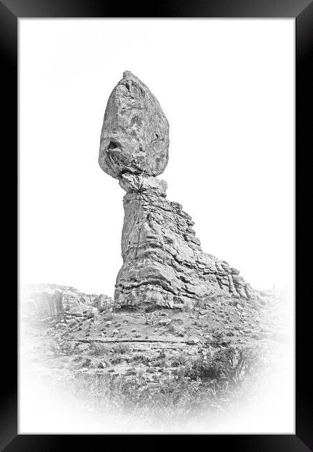 Balancing rock at Arches National Park in Utah Framed Print by Erik Lattwein