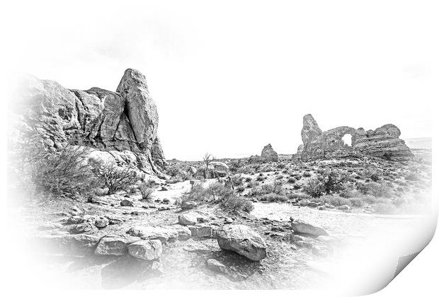 Amazing Scenery at Arches National Park in Utah Print by Erik Lattwein