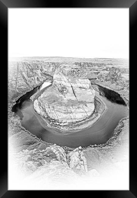 Wide angle view over Horseshoe Bend in Arizona Framed Print by Erik Lattwein