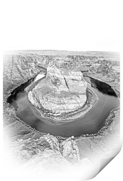 Wide angle view over Horseshoe Bend in Arizona Print by Erik Lattwein
