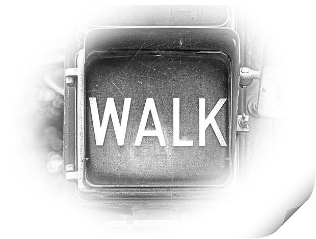 Walk - Dont Walk old traffic lights in Tulsa Downtown Print by Erik Lattwein