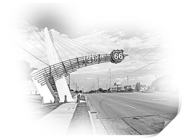 The famous Route 66 Gate in Tulsa Oklahoma Print by Erik Lattwein