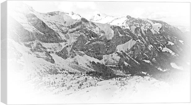 Wonderful snowy winter landscape in the Alps - aerial view Canvas Print by Erik Lattwein