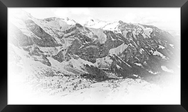 Wonderful snowy winter landscape in the Alps - aerial view Framed Print by Erik Lattwein