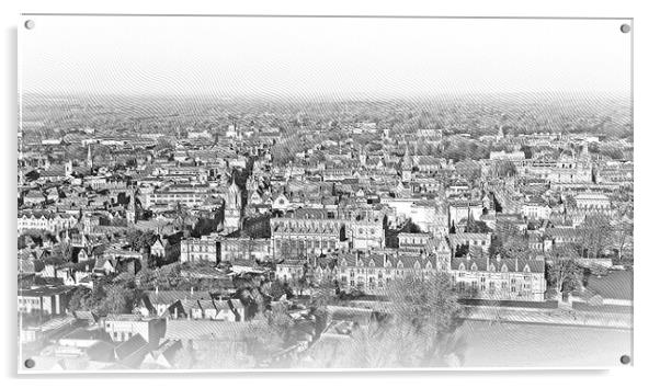 City of Oxford and Christ Church University - aerial view Acrylic by Erik Lattwein