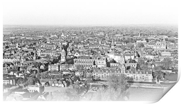 City of Oxford and Christ Church University - aerial view Print by Erik Lattwein